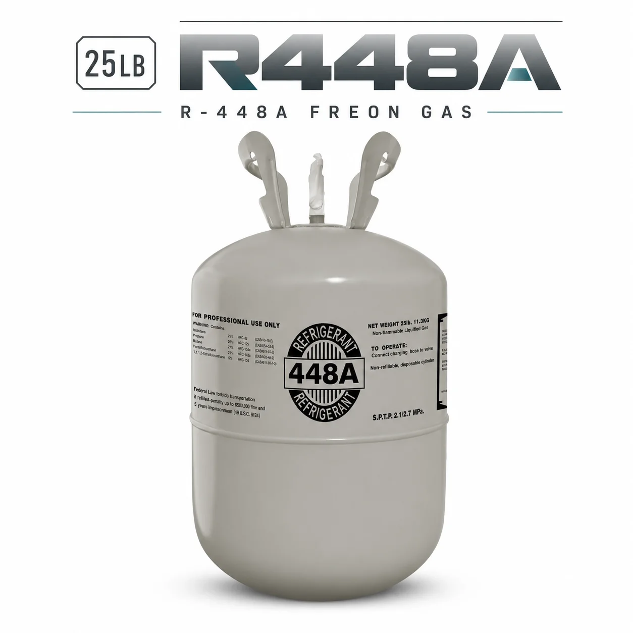 Actual R448A 25 lb refrigerant cylinder